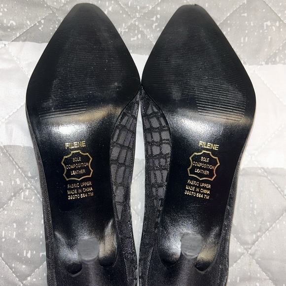 {Metaphor} Black Textured Pointed-Toe Heels/Kitten Heels – Size 7 – New in Box - Picture 5 of 11
